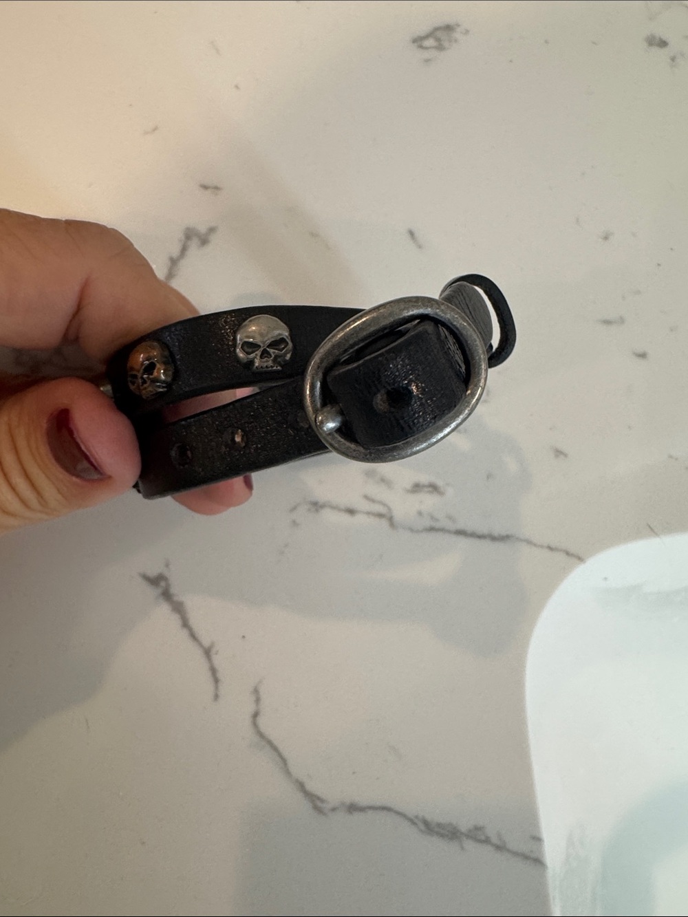 Harley-Davidson Black Leather Skull Stud Bracelet - Picture 3 of 4